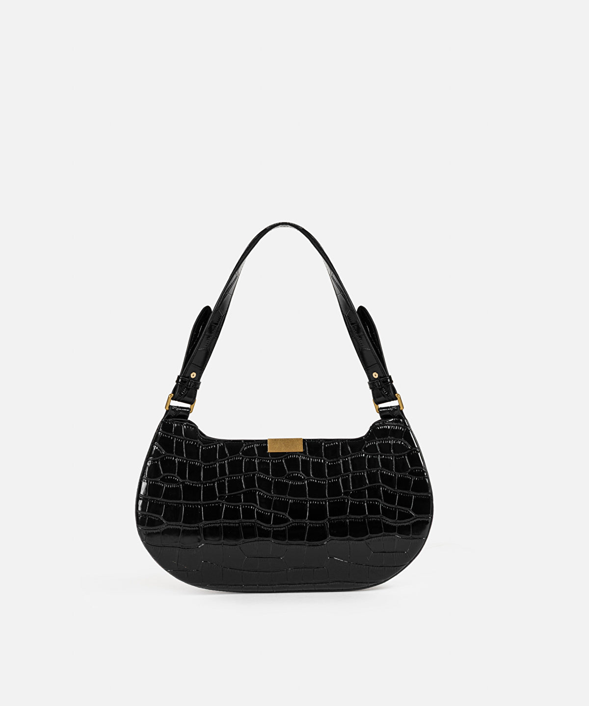 Zoomed Croc-Effect Double-Strap Bag