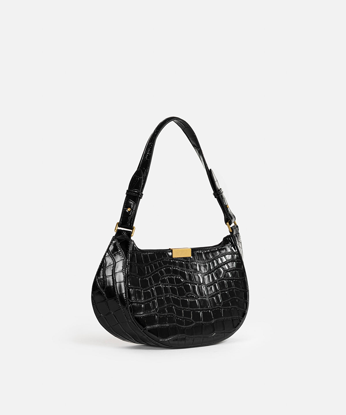 Zoomed Croc-Effect Double-Strap Bag