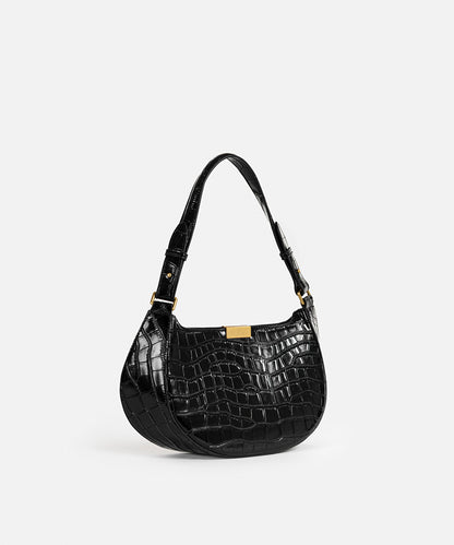 Croc-Effect Double-Strap Bag
