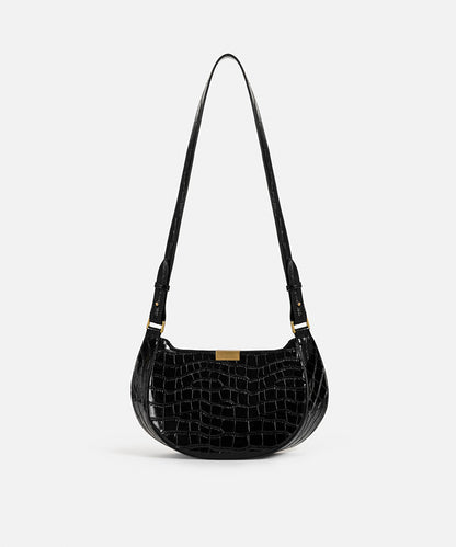 Croc-Effect Double-Strap Bag