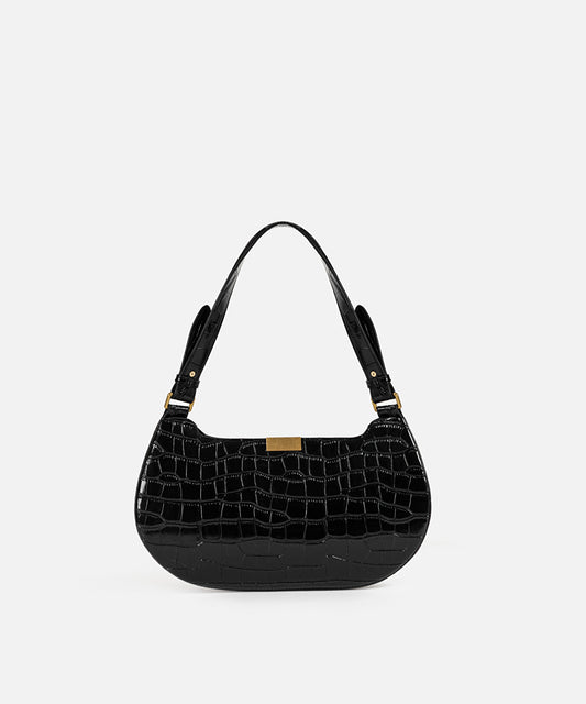 Croc-Effect Double-Strap Bag