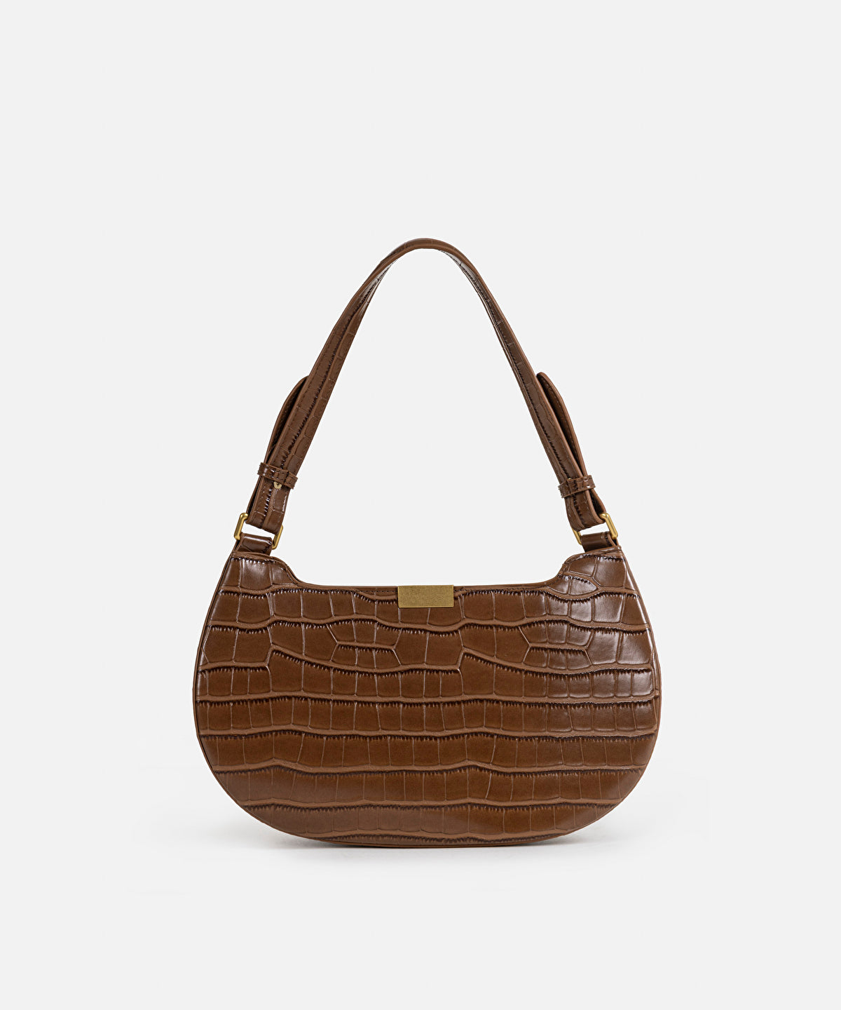Zoomed Croc-Effect Double-Strap Bag