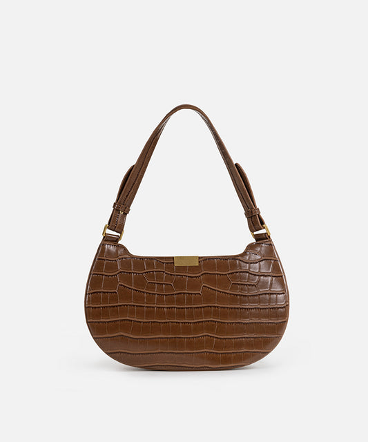 Croc-Effect Double-Strap Bag