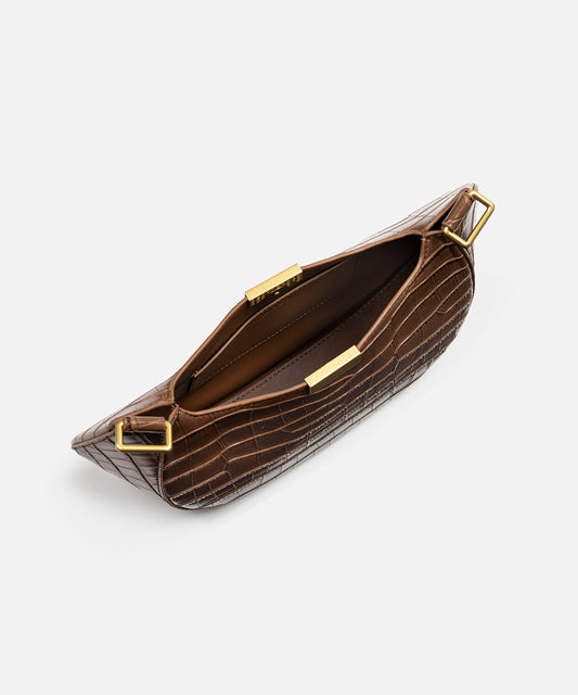 Croc-Effect Double-Strap Bag