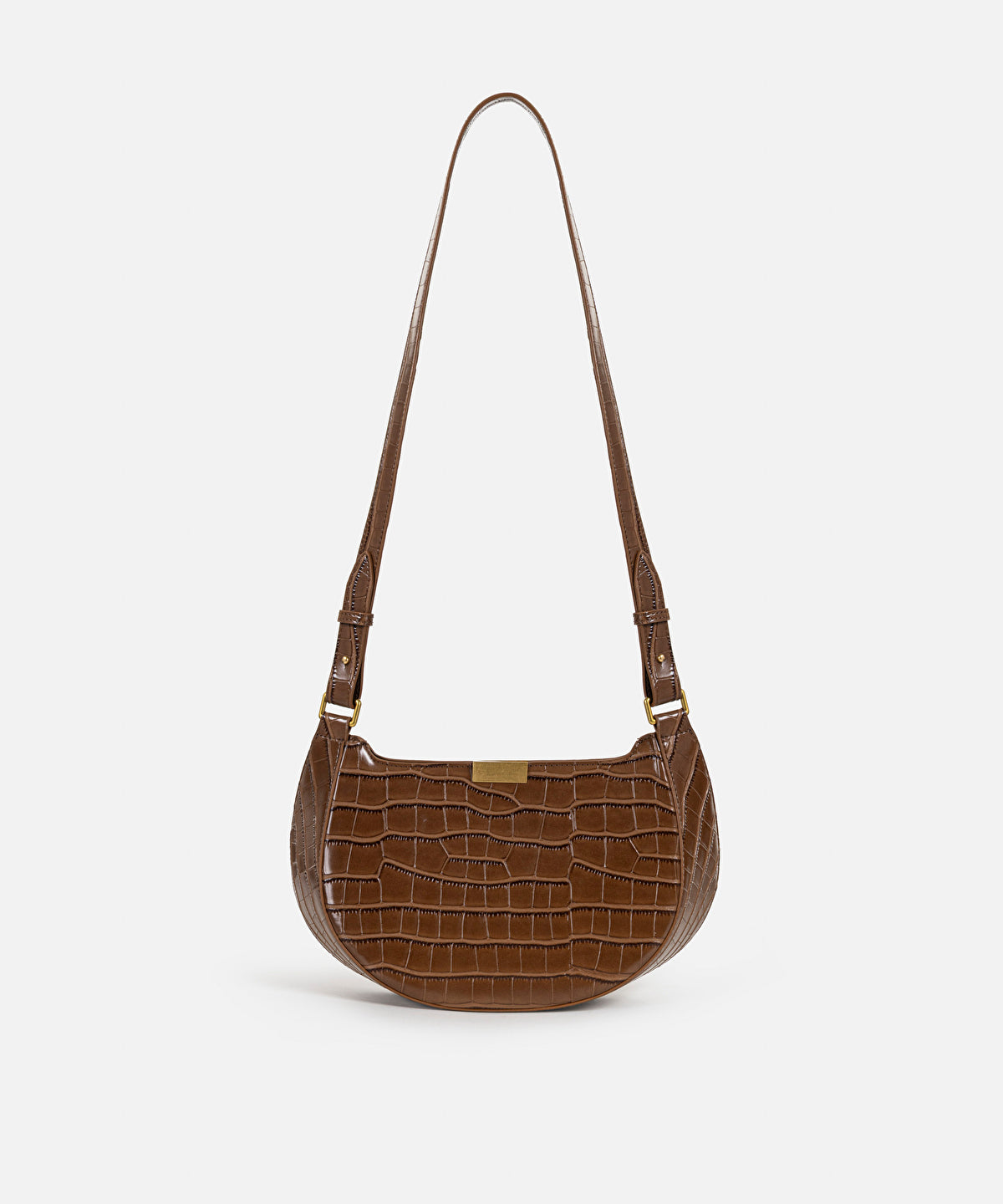 Zoomed Croc-Effect Double-Strap Bag