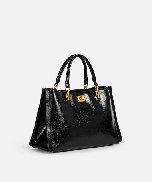 Textured Leather-Effect Double-Strap Bag