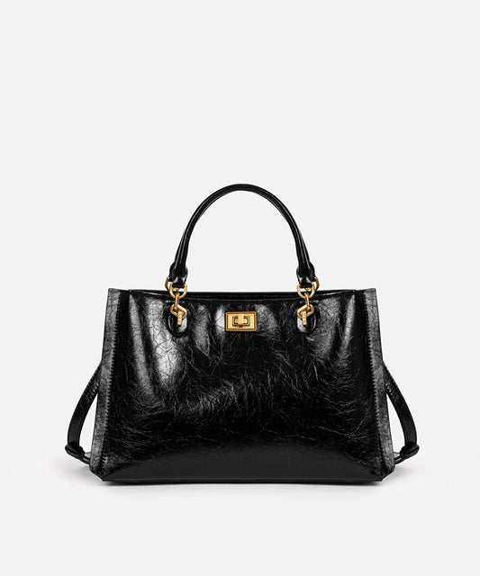 Textured Leather-Effect Double-Strap Bag