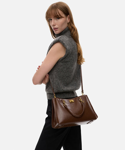 Textured Leather-Effect Double-Strap Bag