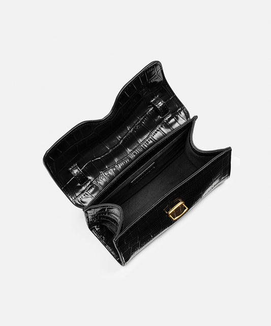 Croc-Effect Metal Buckle Bag