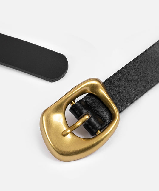 Leather-Effect Belt with Buckle