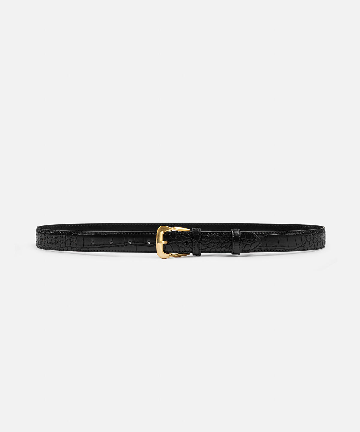 Zoomed Croc-Effect Belt with Metal Buckle