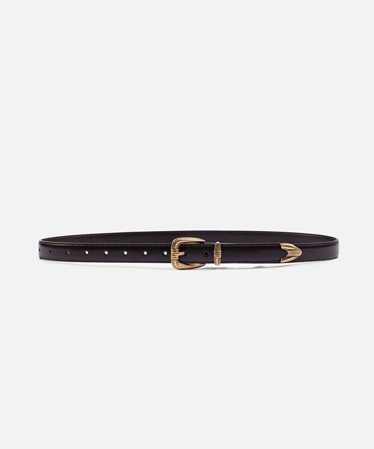 Leather Effect Belt with Textured Buckle 