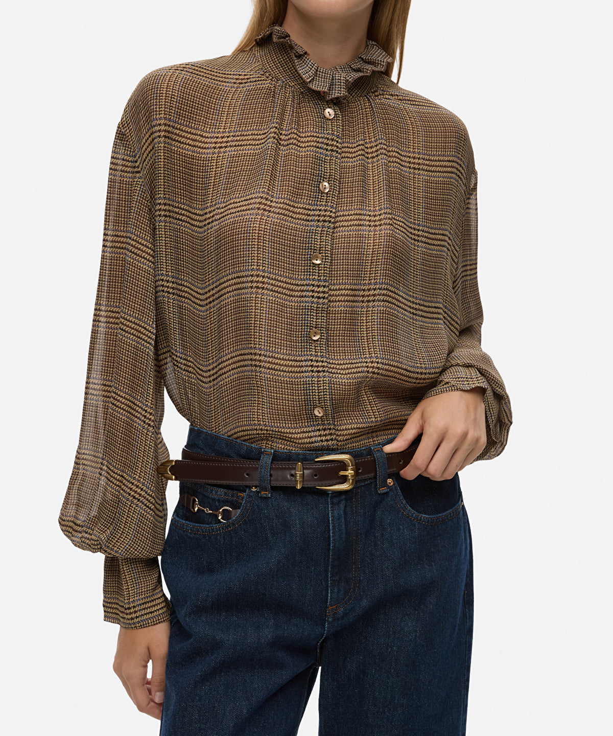 Zoomed Leather Effect Belt with Textured Buckle 