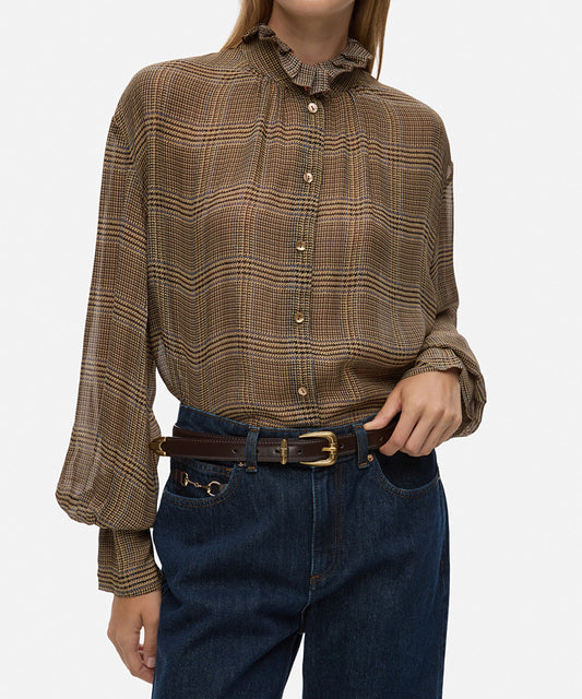 Leather Effect Belt with Textured Buckle 