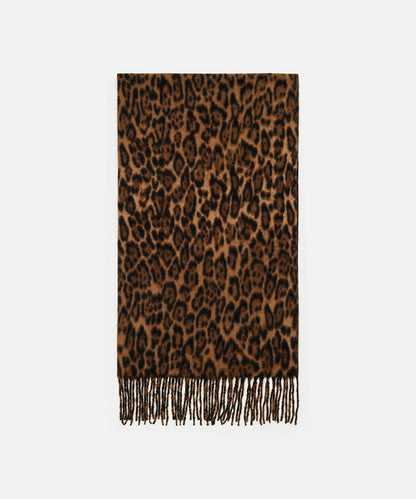 Fringed Leopard Print Scarf