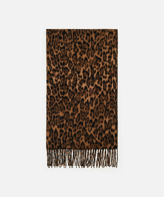 Fringed Leopard Print Scarf