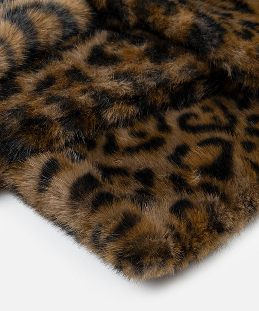 Leopard Print Faux Fur Scarf