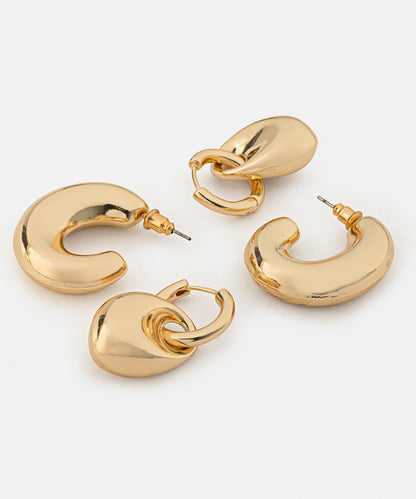 Metal Hoop Earrings Set