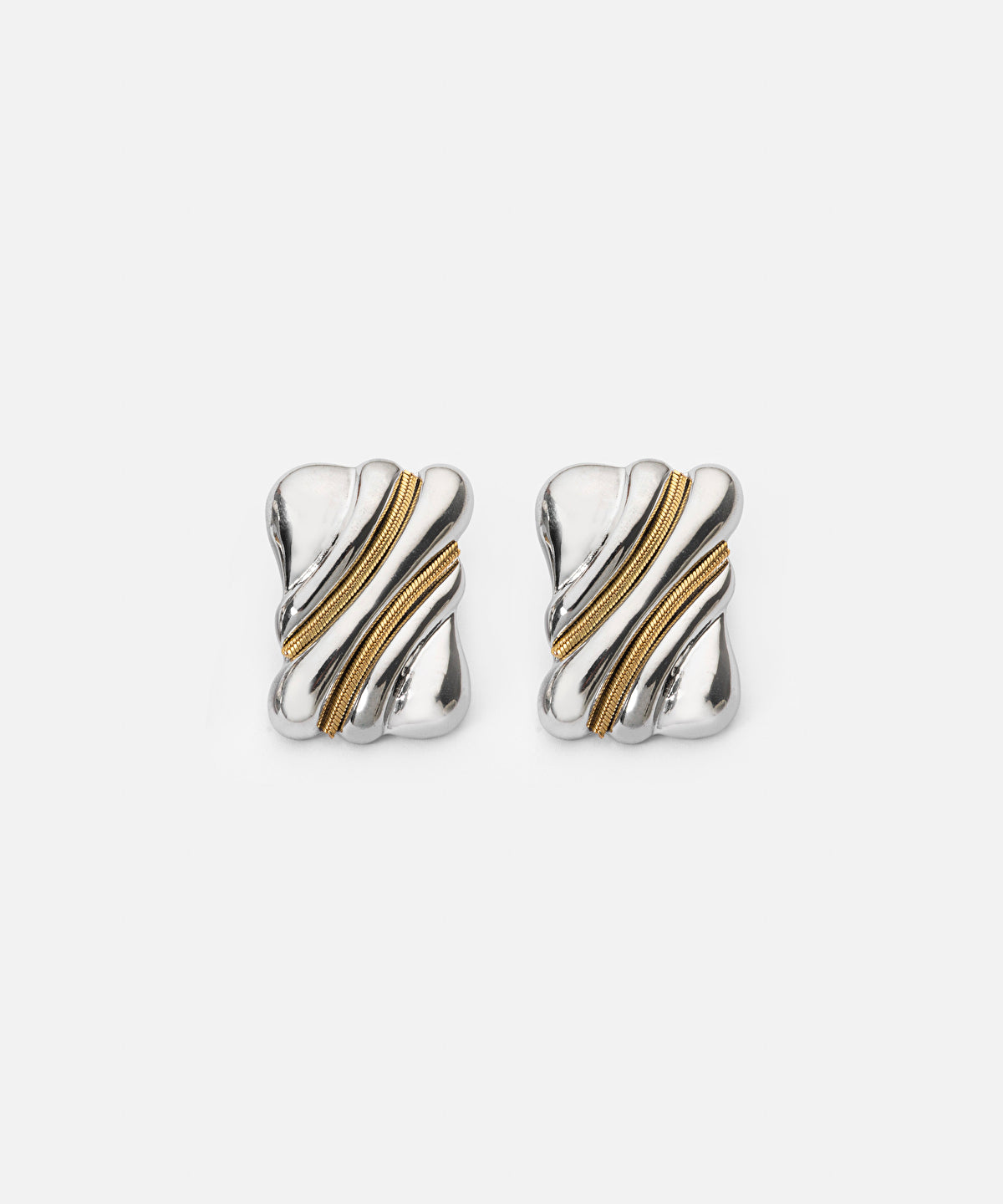 Zoomed Two-Tone Textured Earrings