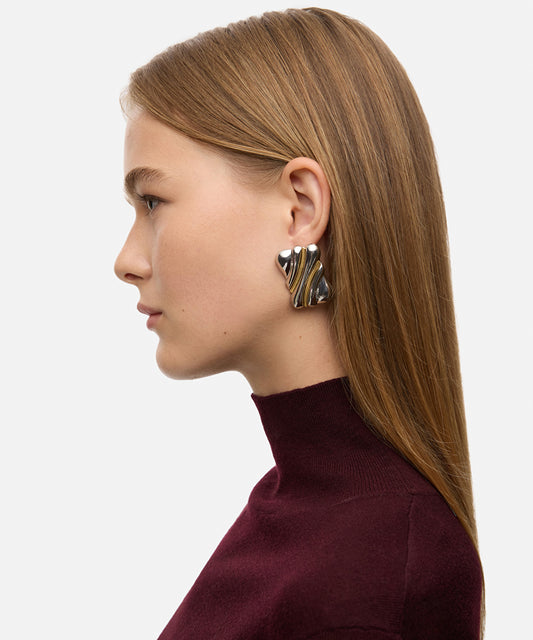 Two-Tone Textured Earrings