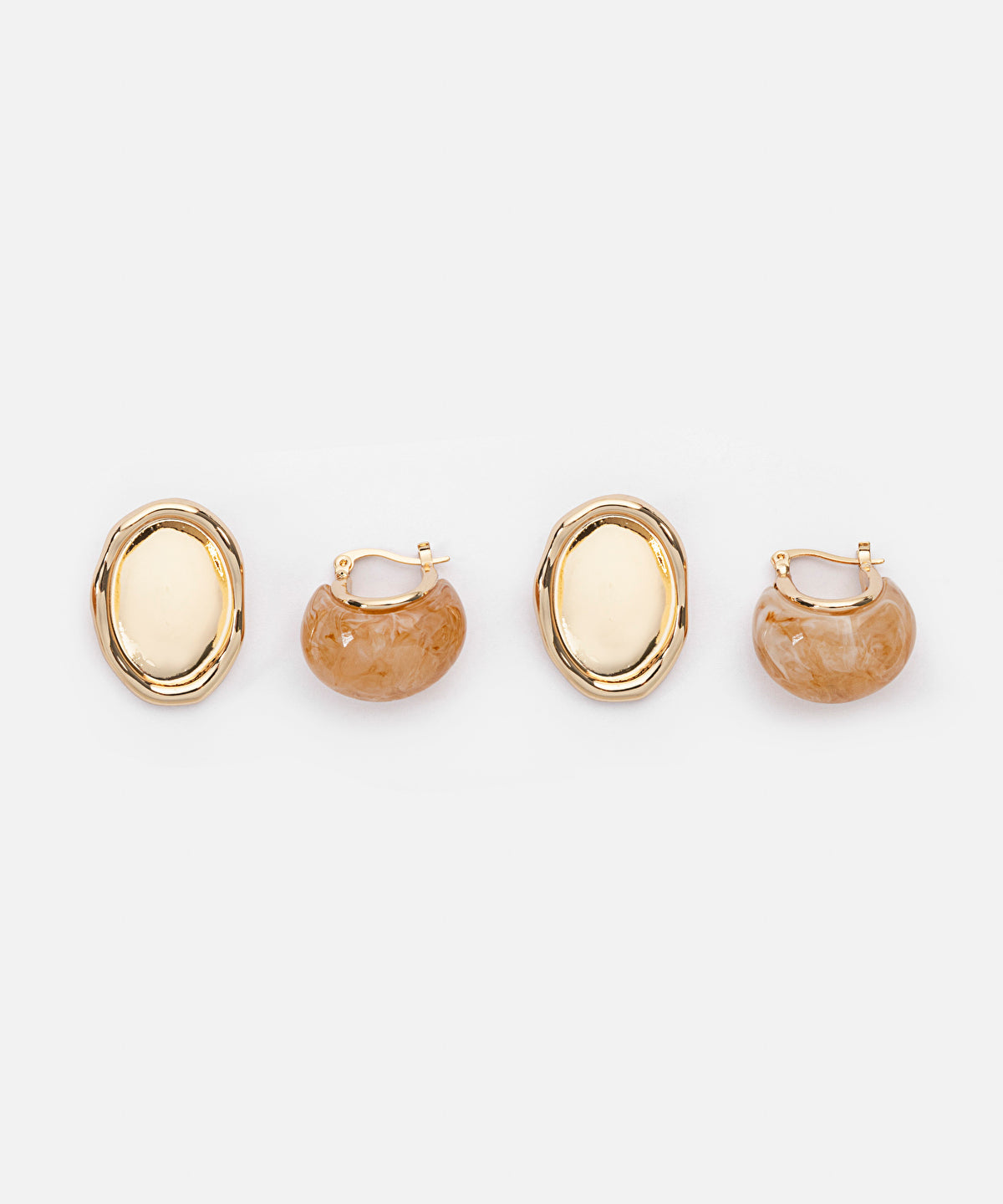 Resin and Oval-Shaped Earrings Set
