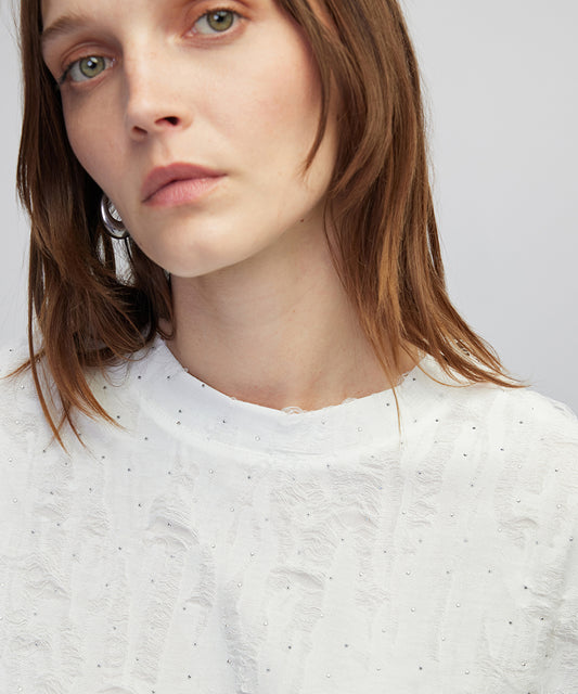 Jacquard T-Shirt with Rhinestones