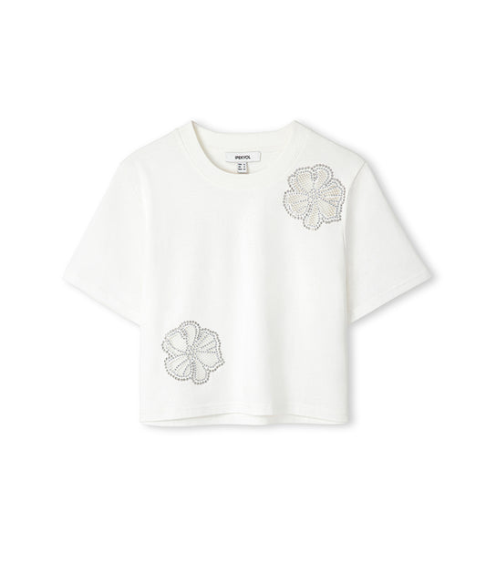 Rhinestone Cutout T-shirt