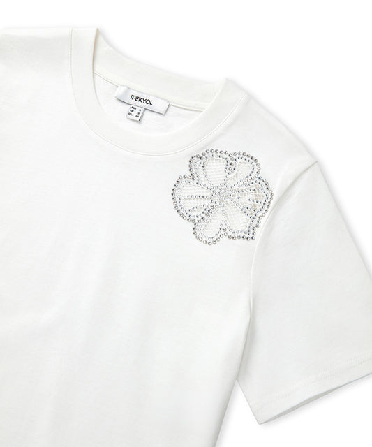 Rhinestone Cutout T-shirt