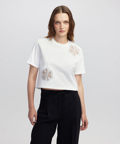 Rhinestone Cutout T-shirt
