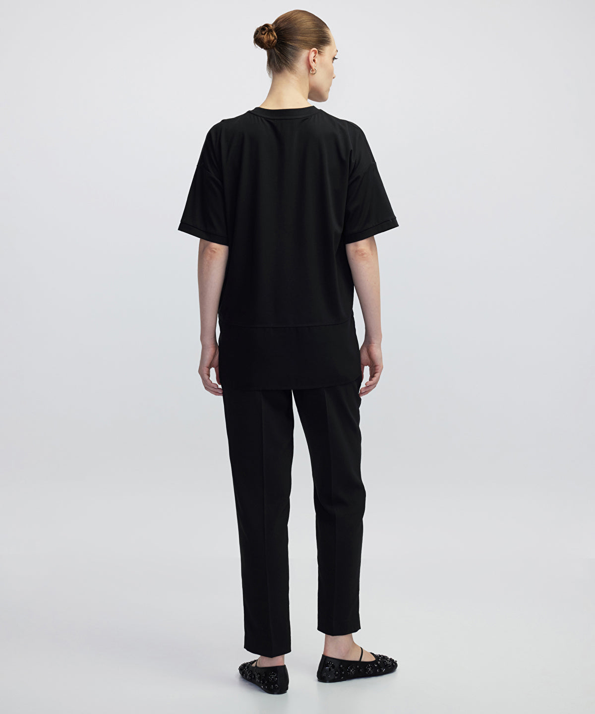 Zoomed Chiffon Trim Asymmetric T-Shirt