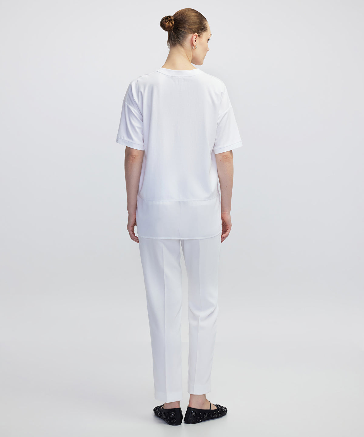 Zoomed Chiffon Trim Asymmetric T-Shirt