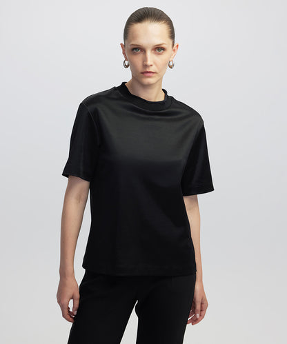 Shiny Half-Stand Collar T-Shirt