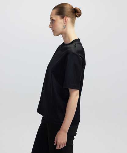 Shiny Half-Stand Collar T-Shirt