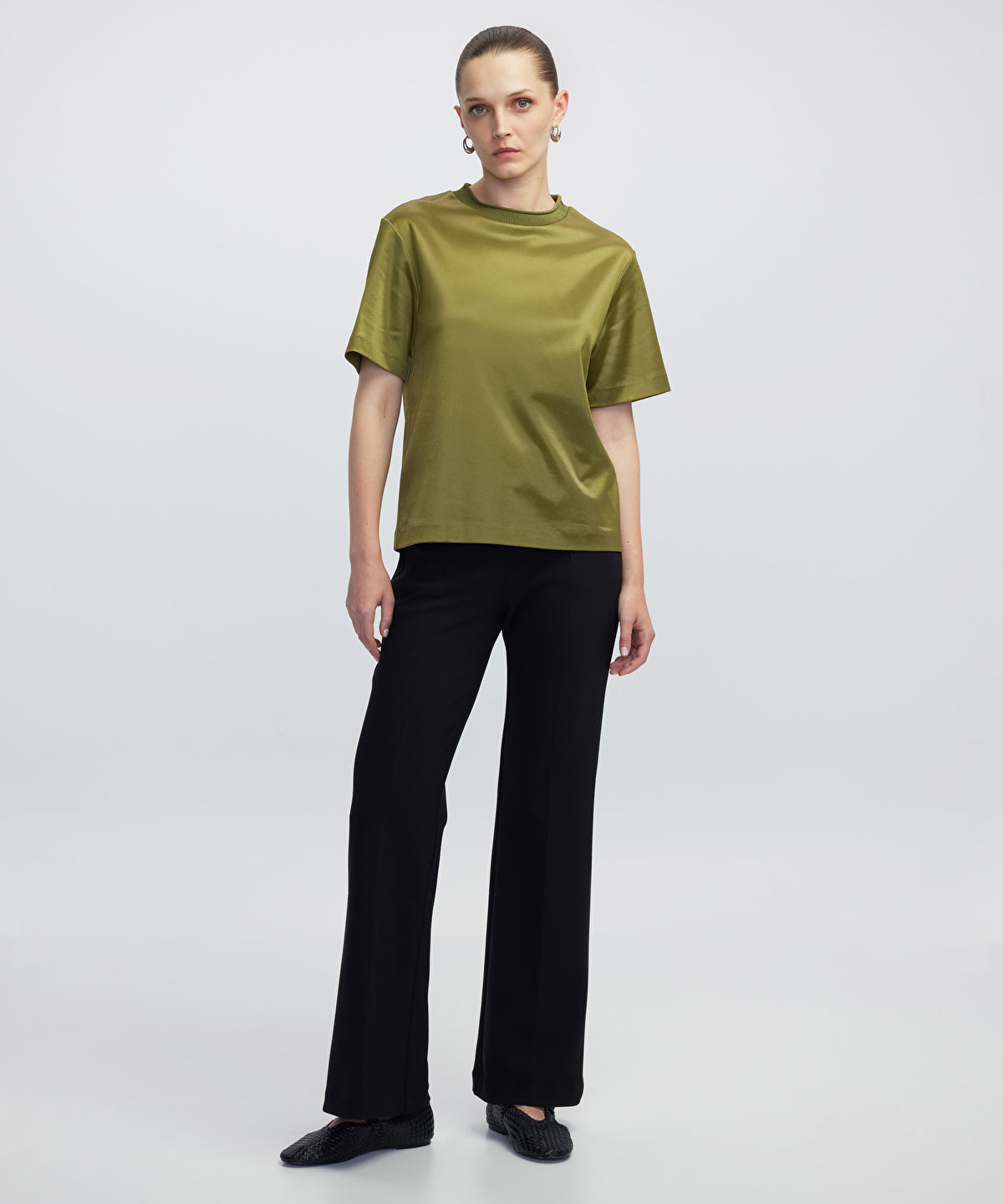Shiny Half-Stand Collar T-Shirt