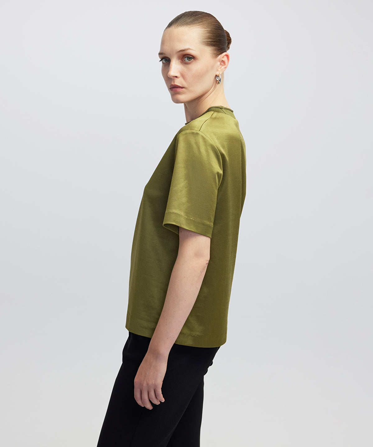 Shiny Half-Stand Collar T-Shirt