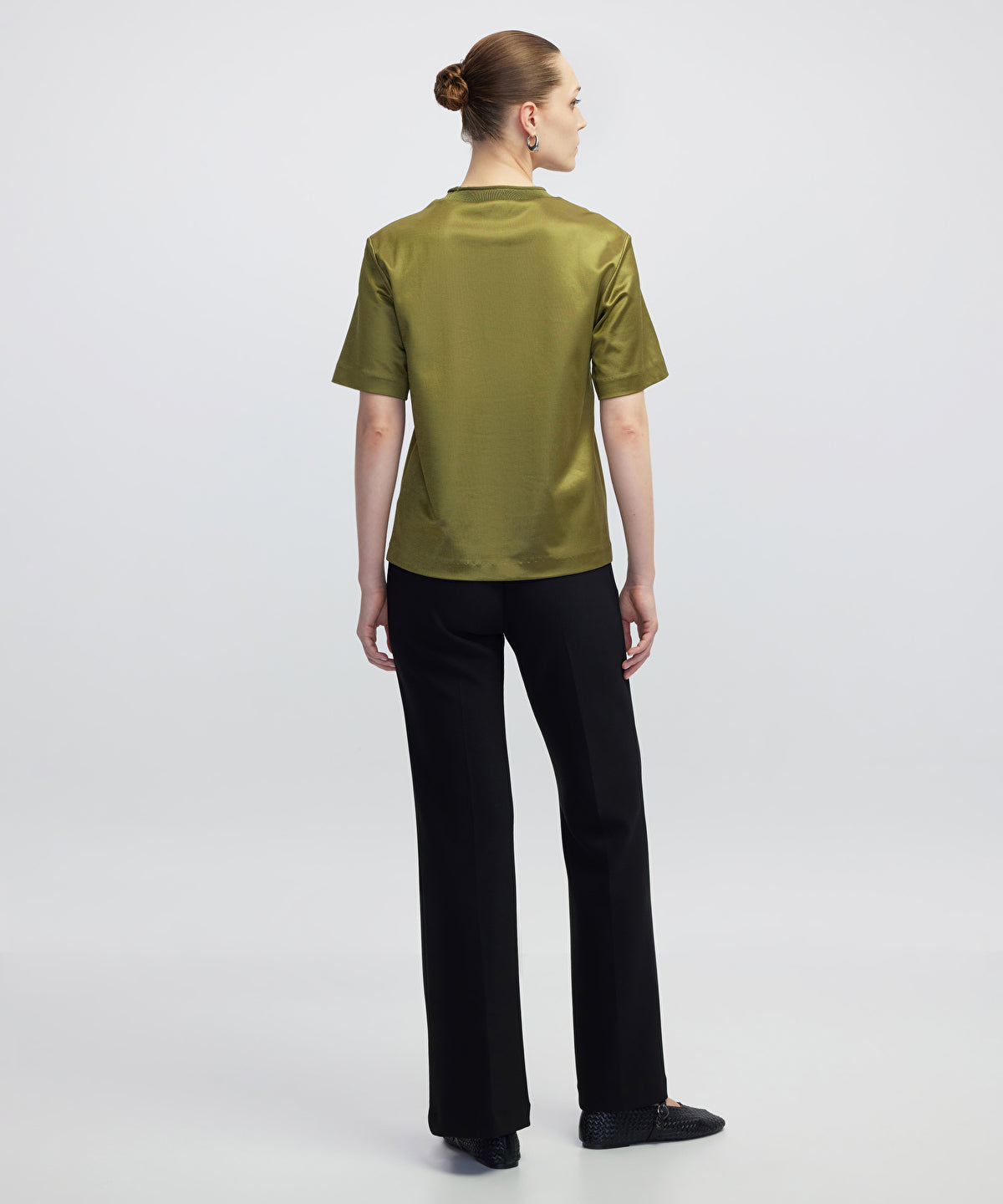 Shiny Half-Stand Collar T-Shirt