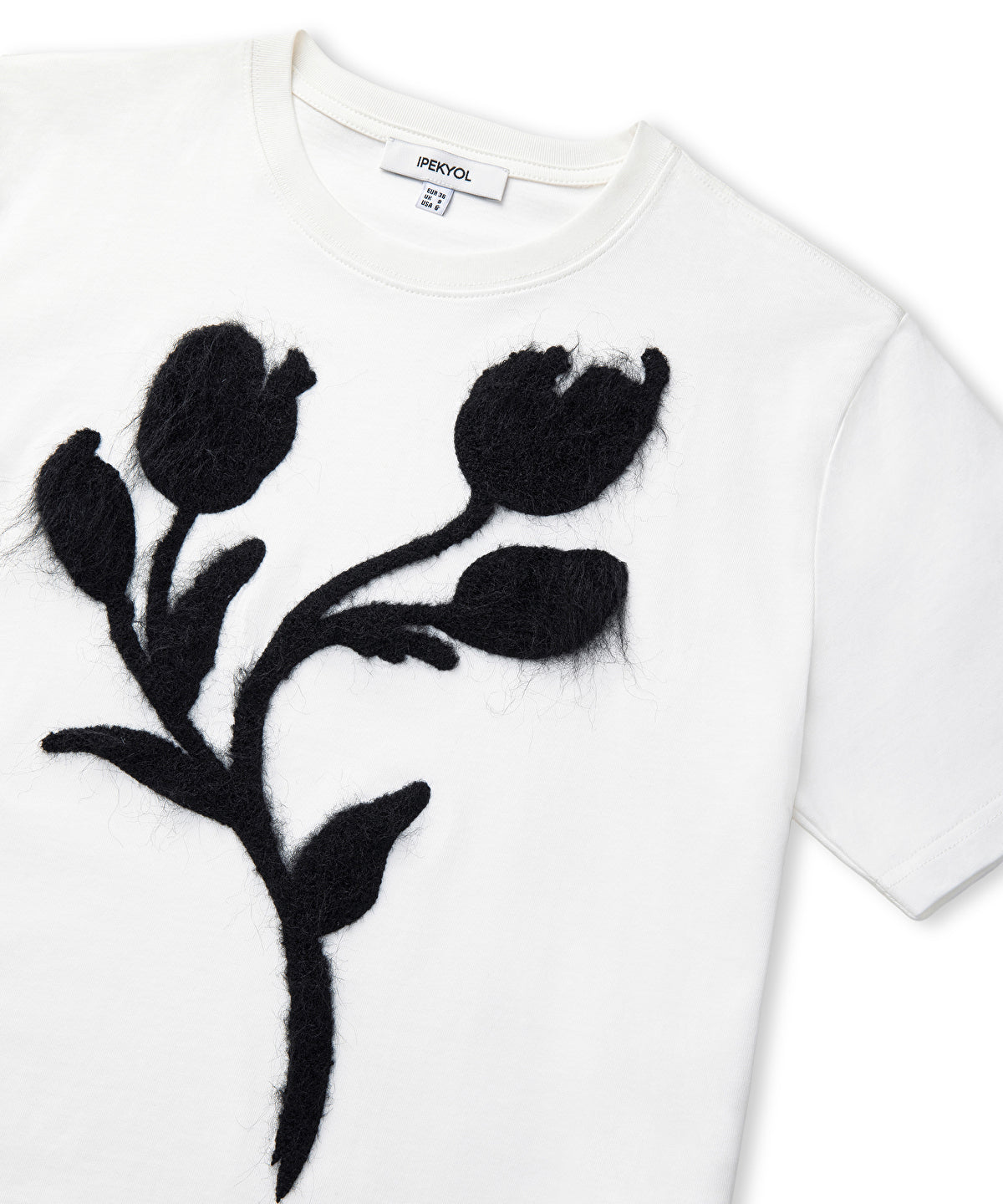 Zoomed Color-Block T-Shirt with 3D Floral Embellishment