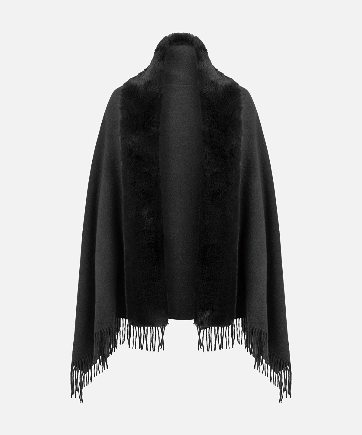 Zoomed Faux Fur Fringed Poncho