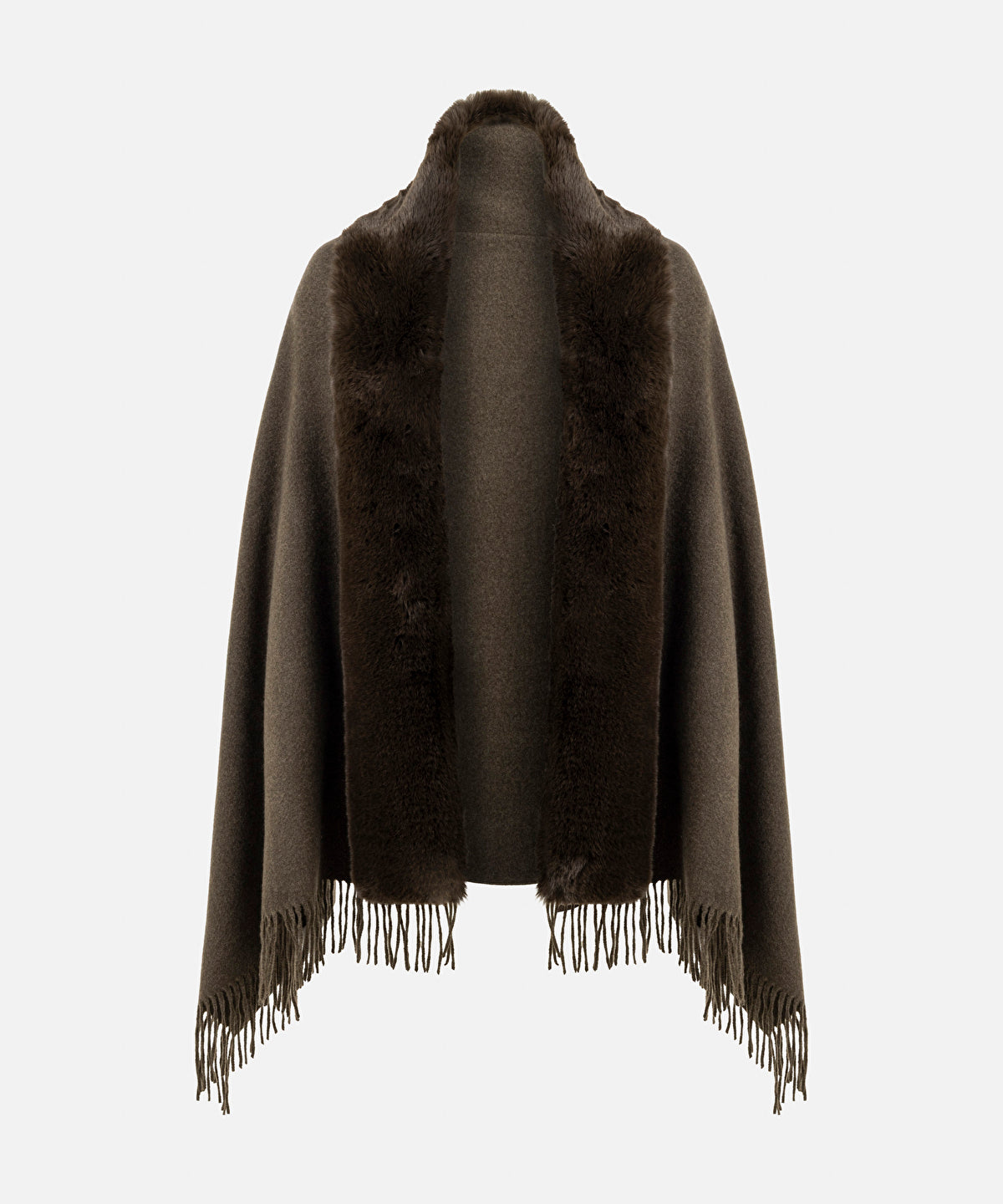 Zoomed Faux Fur Fringed Poncho