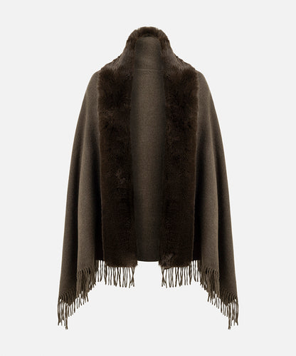Faux Fur Fringed Poncho