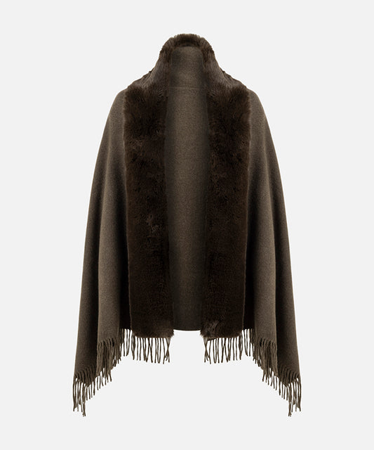 Faux Fur Fringed Poncho