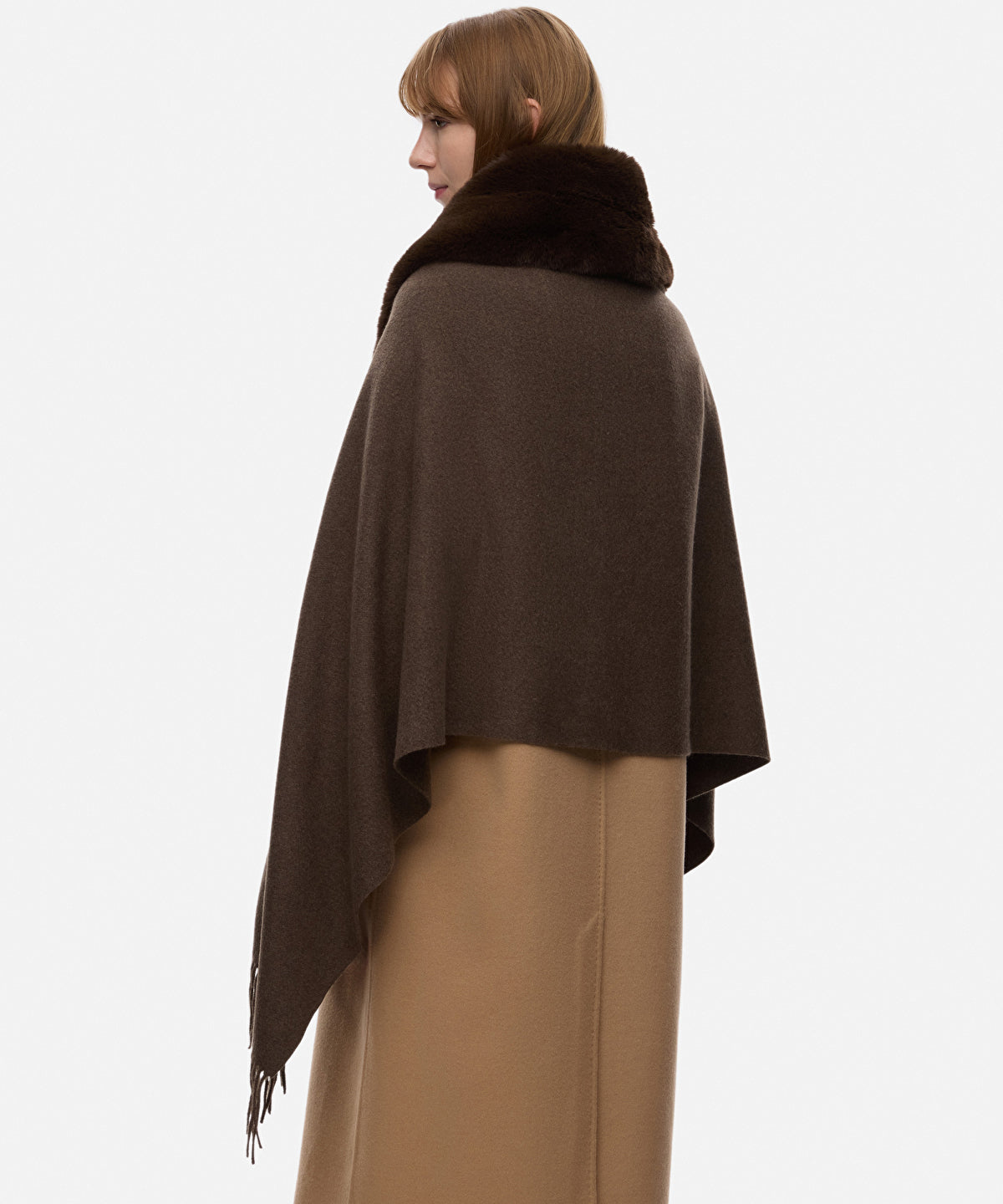 Faux Fur Fringed Poncho