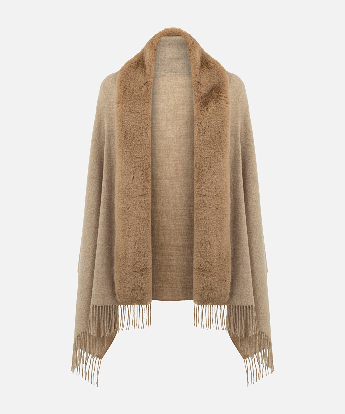 Faux Fur Fringed Poncho