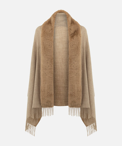 Faux Fur Fringed Poncho