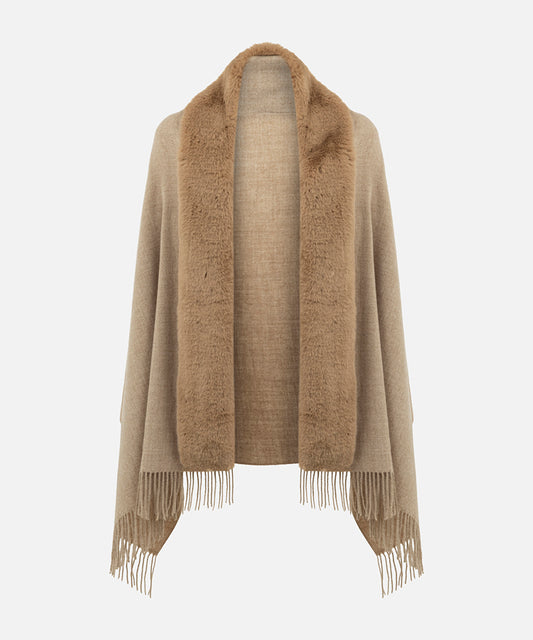 Faux Fur Fringed Poncho