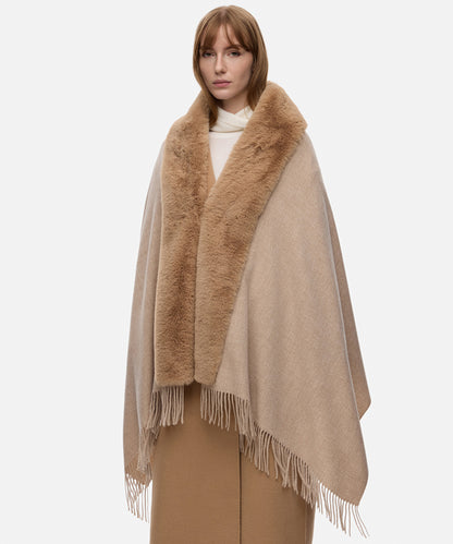 Faux Fur Fringed Poncho