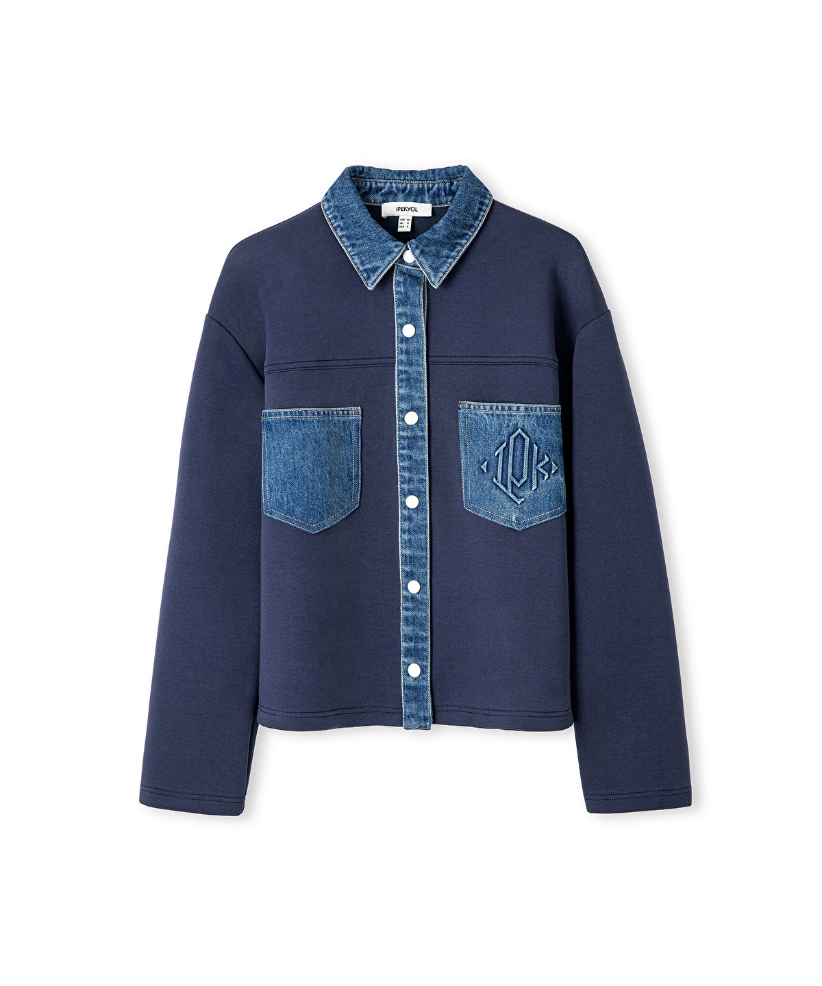 Zoomed Denim-Trimmed Scuba Sweatshirt