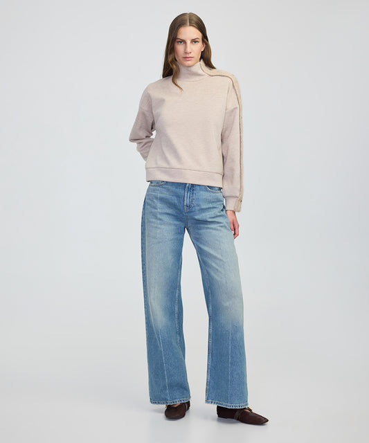 Mixed High Neck Sweatshirt