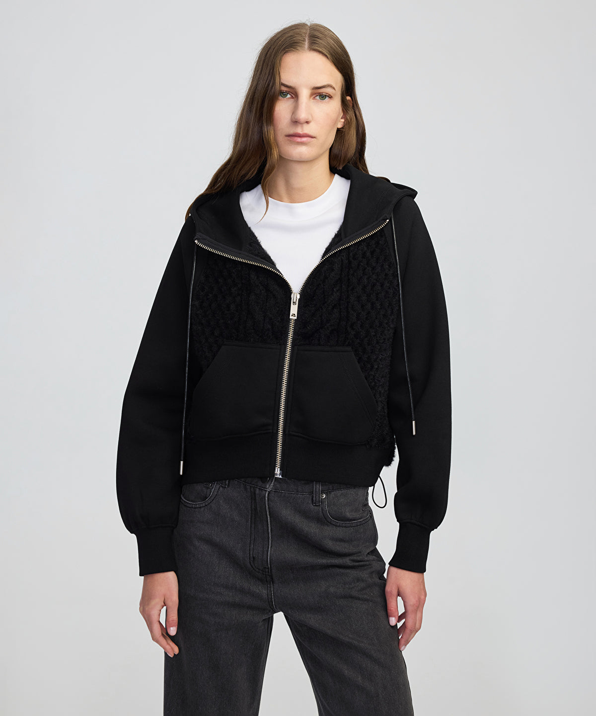 Zoomed Adjustable Waist Mixed Sweatshirt