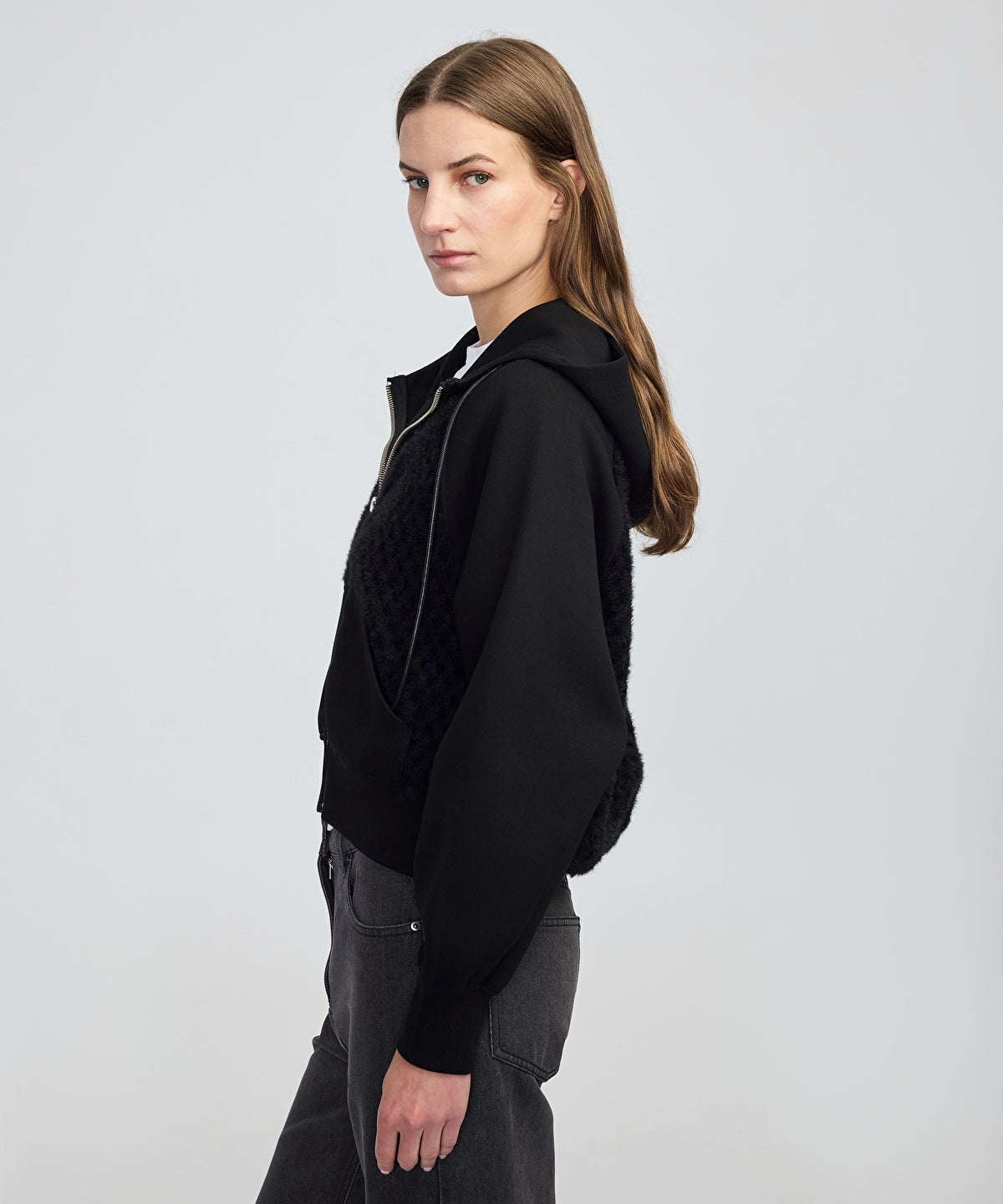 Zoomed Adjustable Waist Mixed Sweatshirt